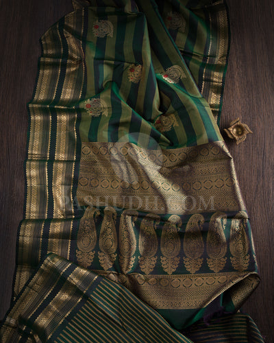 Bottle Green Kanjivaram Silk Saree - S1370( A )