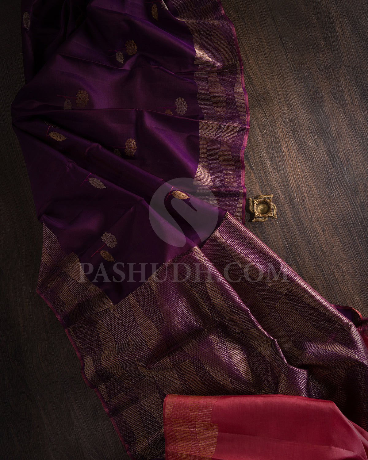 Plum And Peachy Pnk Kanjivaram Silk Saree - S1417(A)