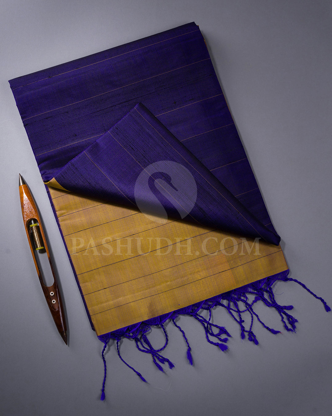 Royal Blue and Dual Shaded Beige Soft Silk Saree - AC101
