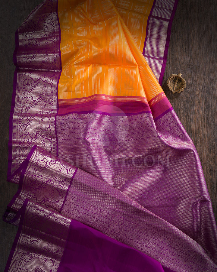 Orange And Violet Kanjivaram Silk Saree - S1222(D)