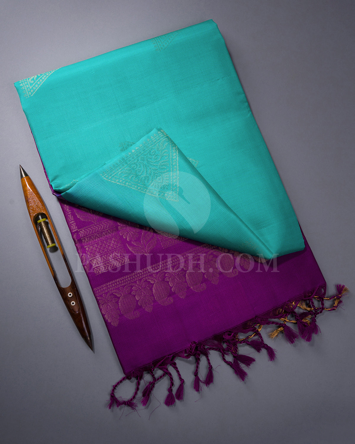 Turquoise and Violet Soft Silk Saree - AC108