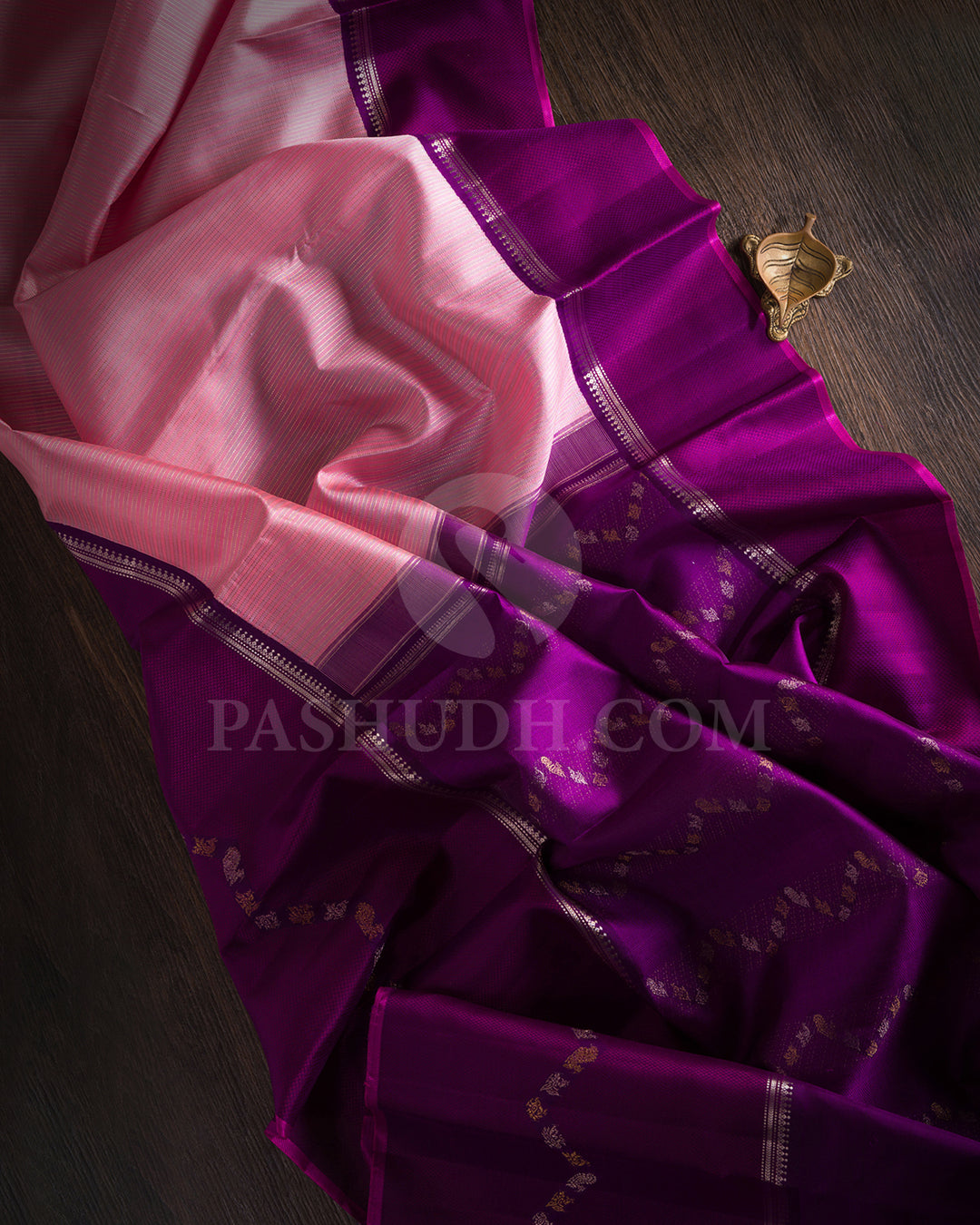 Baby Pink and Purple Kanjivaram Silk Saree - S1395(B)