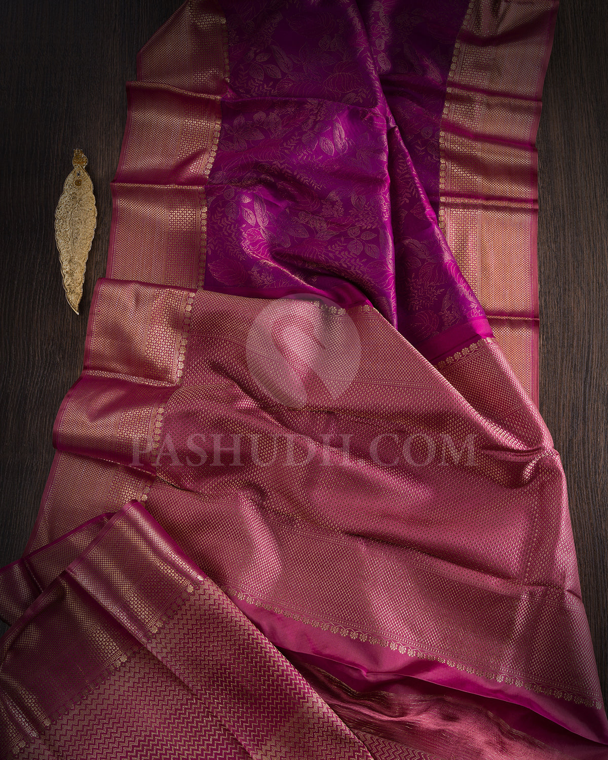 Magenta And Old Rose Kanjivaram Silk Saree - D548(D)