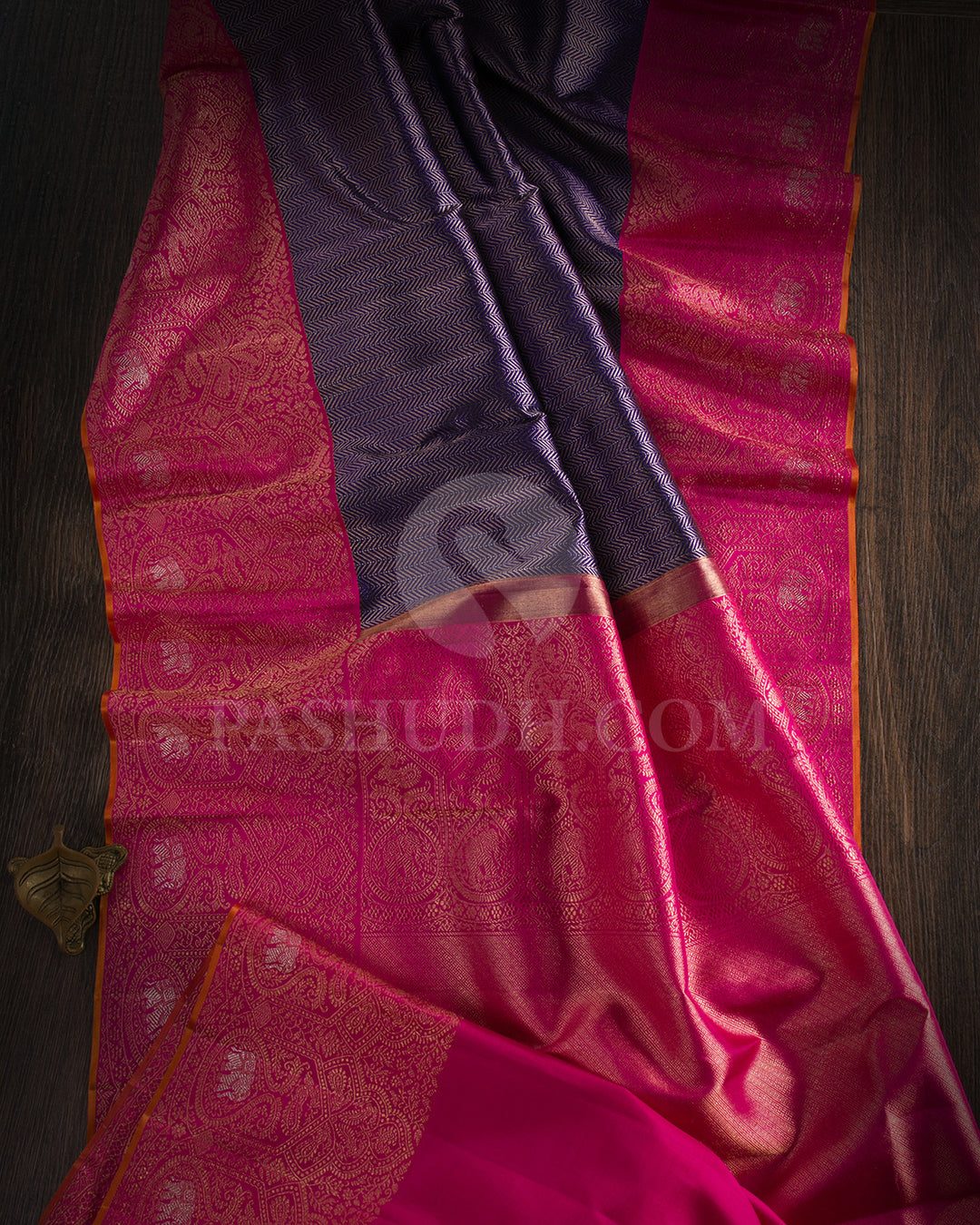 Royal Blue And Rani Pink Kanjivaram Silk Saree - S1321(B)