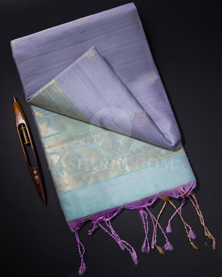 Lilac and Mint Blue Dupion Soft Silk Saree - AC48