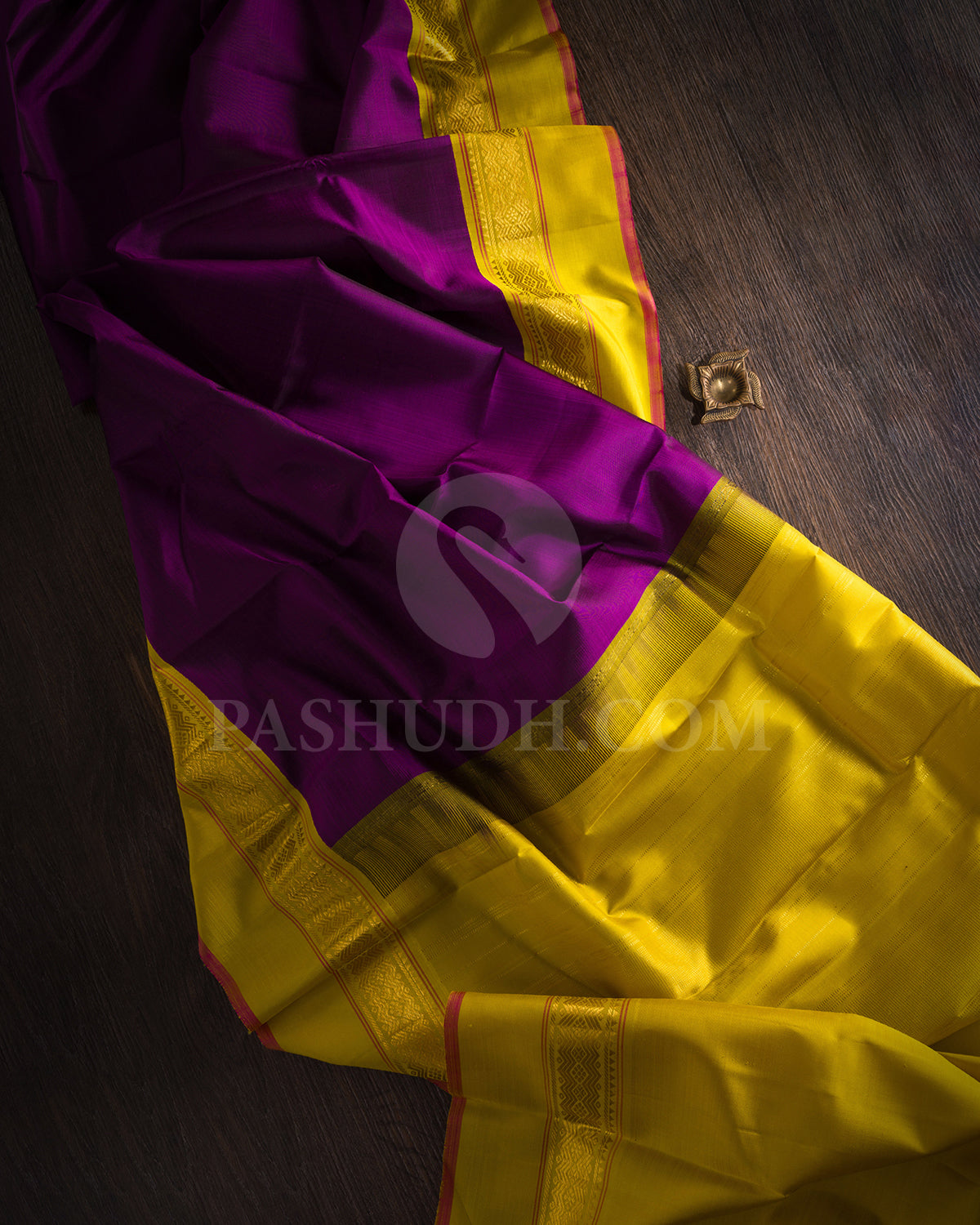 Magenta, Violet and Yellow Kanjivaram Silk Saree - BKF27