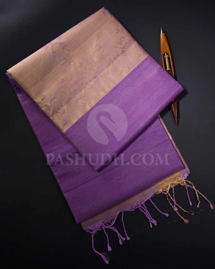 Lavender and Mauve Dupion Soft Silk Saree - AC51