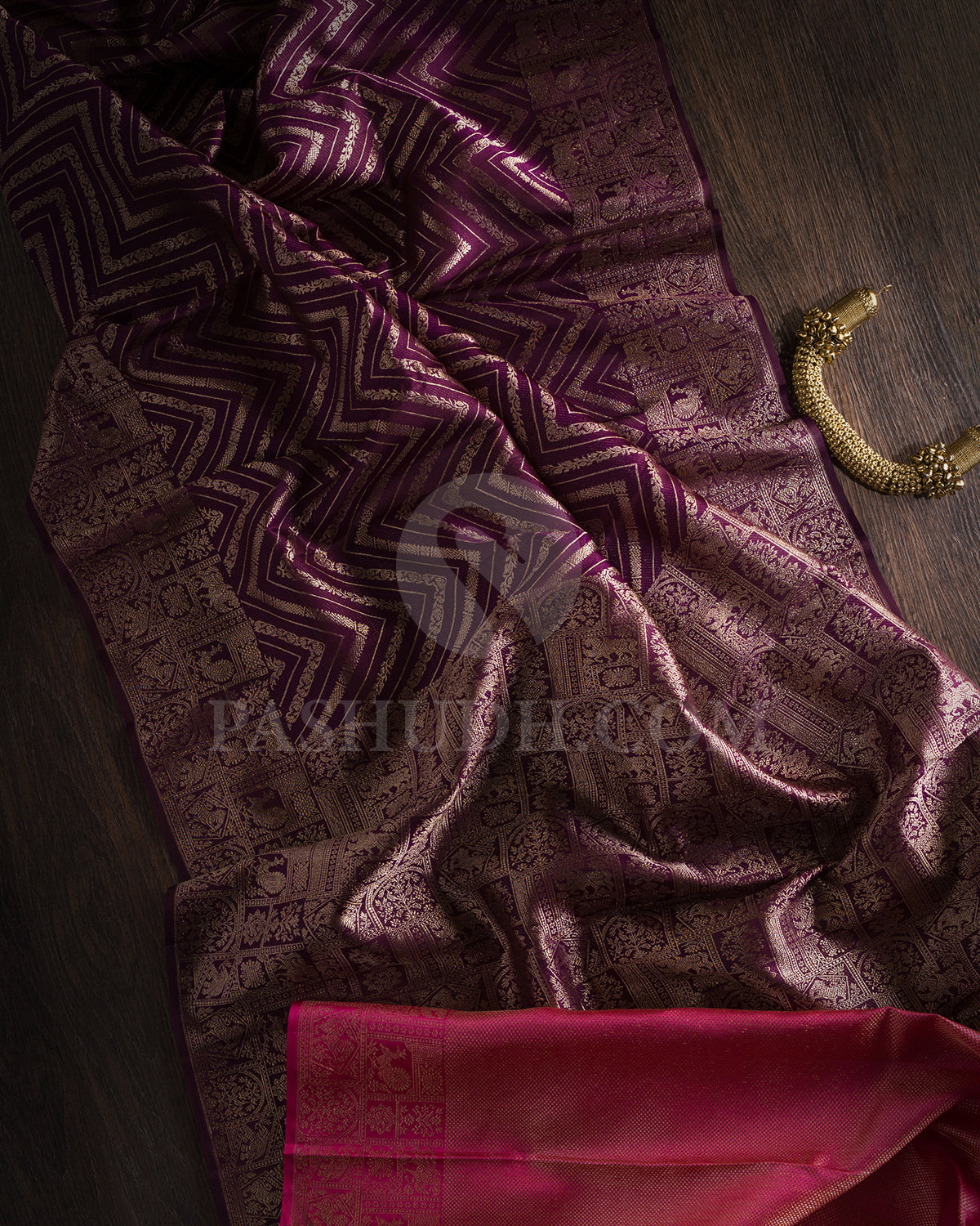 Purple And Candy Pink Kanjivaram Silk Saree - D611(A)