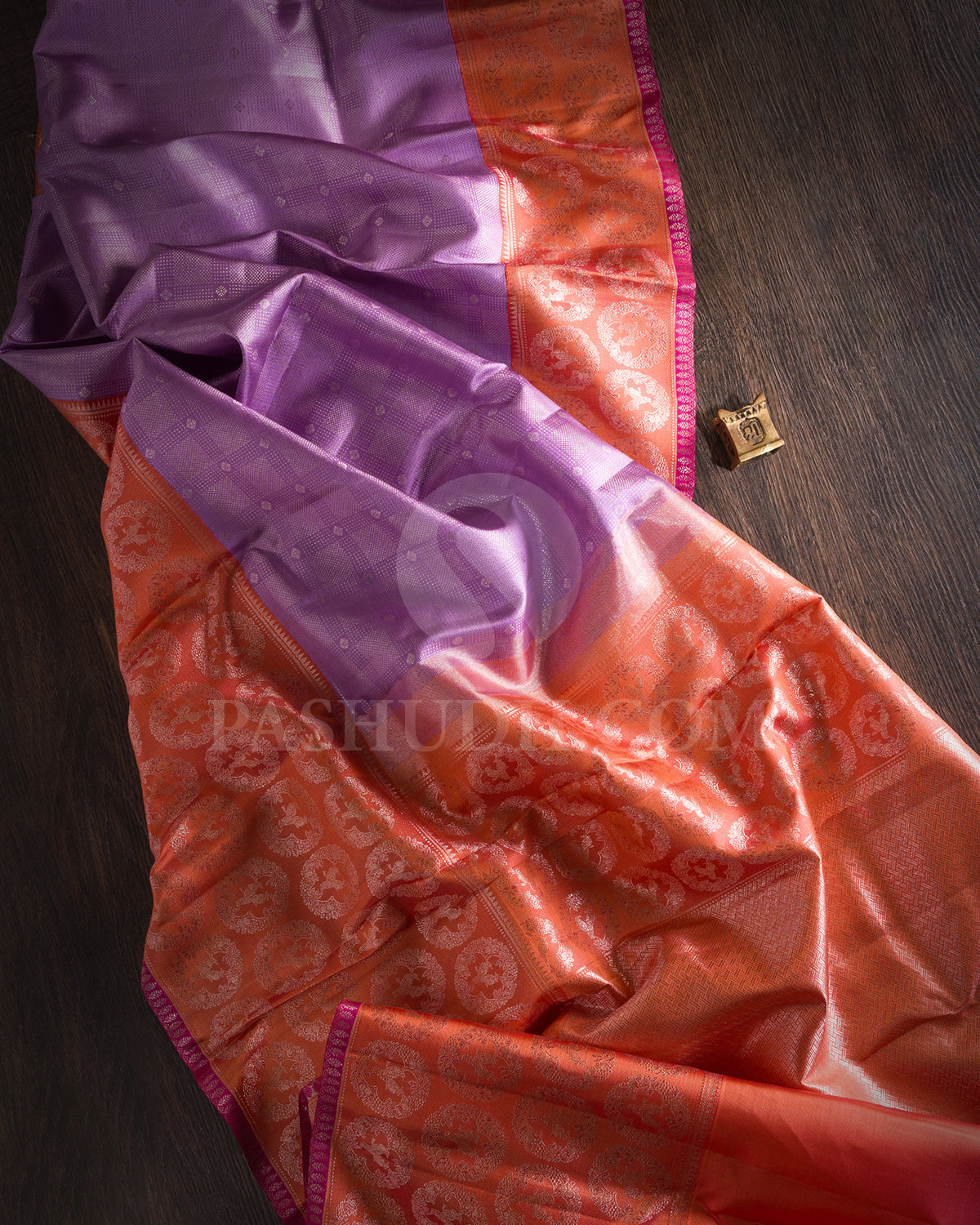 Lavender And Peach Kanjivaram Silk Saree - S1411(A)