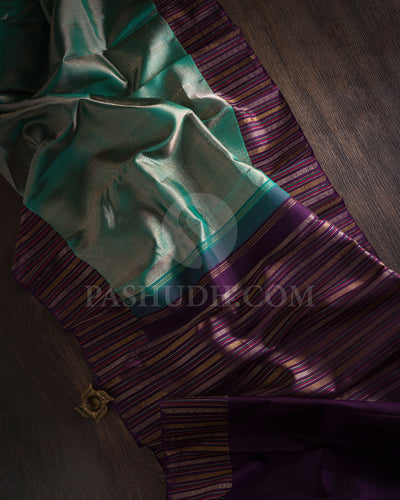 Sapphire Green And Purple Kanjivaram Silk Saree - S1114(F)