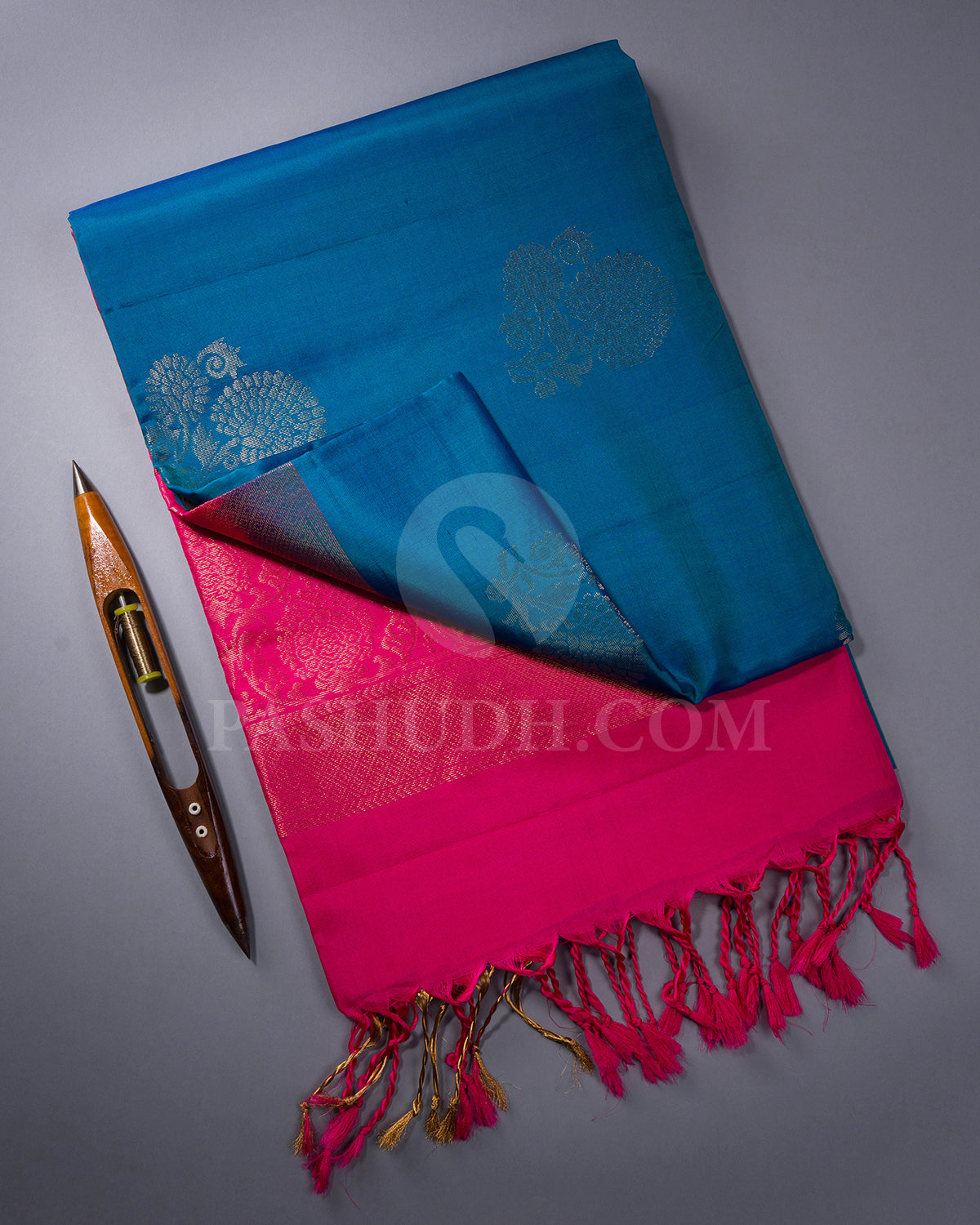 Anandha Blue and Bright Pink Soft Silk Saree - AC57