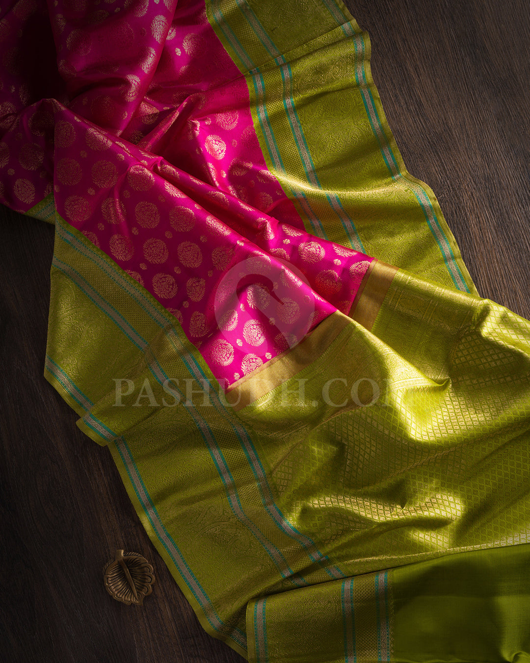 Rani Pink And Parrot Green Kanjivaram Silk Saree - S1071( C )