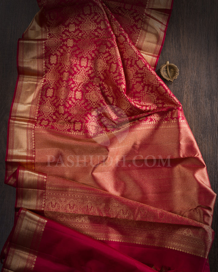 Brick Red Kanjivaram Silk Saree - S1399(A)