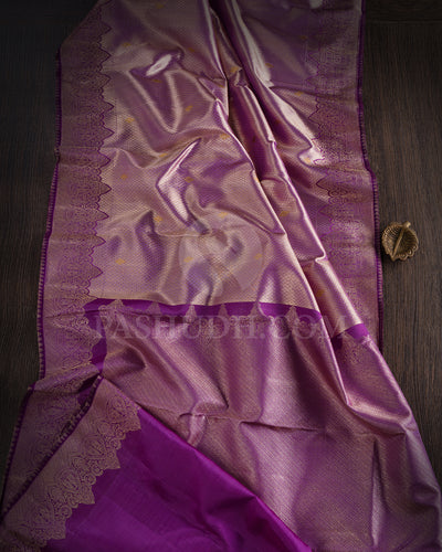 Lavender And Violet Shimmer Organza Kanjivaram Silk Saree - S1382(A)