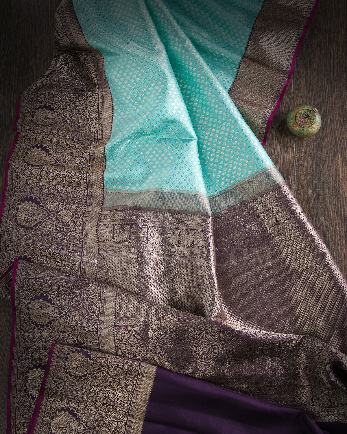 Sky Blue And Purple Kanjivaram Silk Saree - S1239( C )