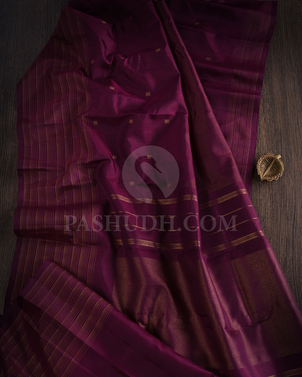 Wine Pure Zari Kanjivaram Silk Saree - P169(A)