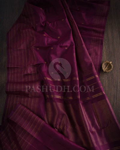 Wine Pure Zari Kanjivaram Silk Saree - P169(A)