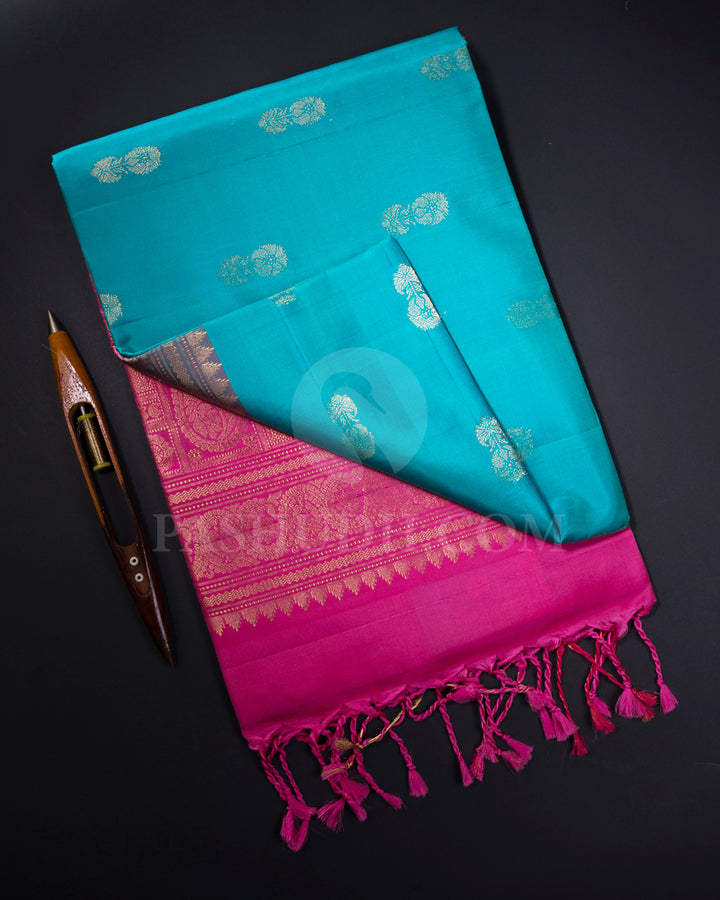Light Blue and Pink Soft Silk Saree - AC37
