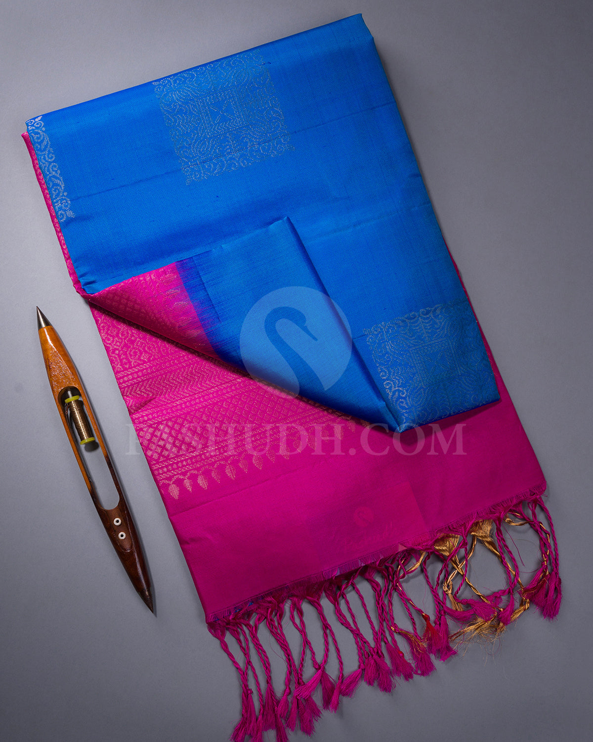 Cobalt Blue and Rani Pink Soft Silk Saree - AC93