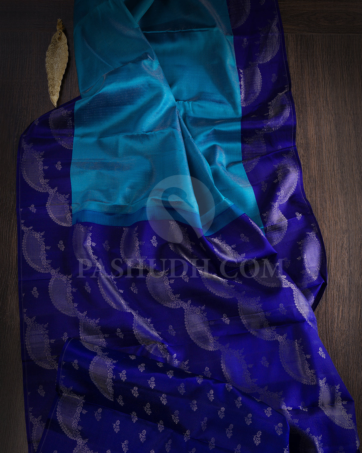 Anandha Blue And Royal Blue Kanjivaram Silk Saree - D605(A)