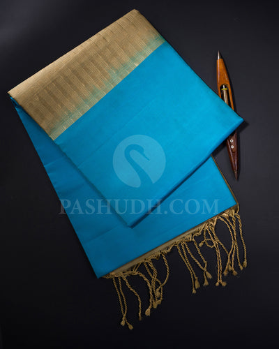 Anandha Blue and Khaki Soft Silk Saree - AC15