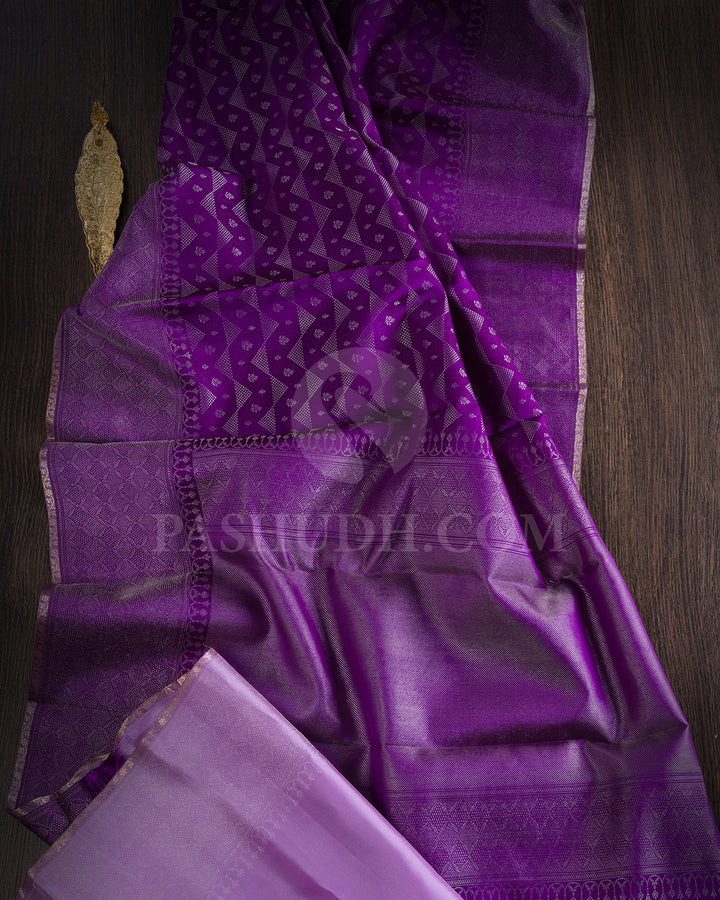 Violet And Lavender Kanjivaram Silk Saree - DT298(B)