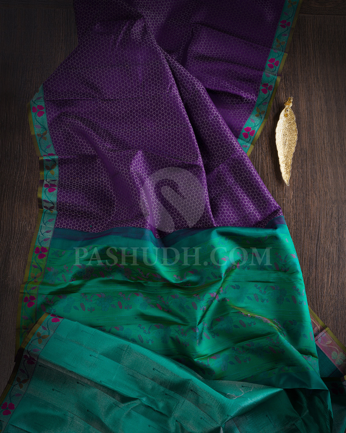 Purple and Green Kanjivaram Silk Saree - DJ340(B)