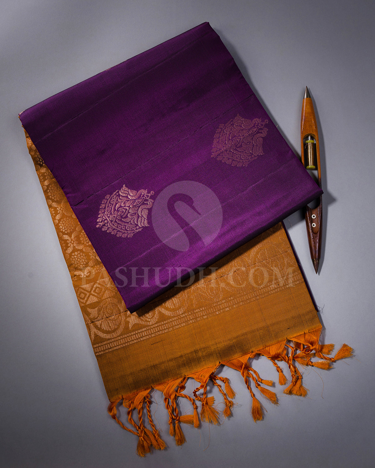 Purple and Jasper Orange Soft Silk Saree - AC84