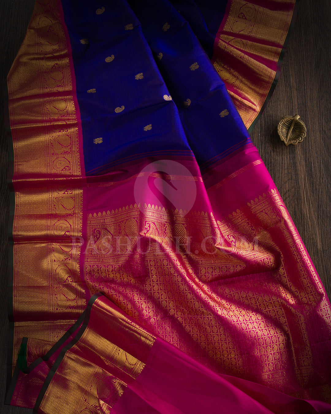Royal Blue And Rani Pink Traditional Kanjivaram Silk Saree - SVJ82