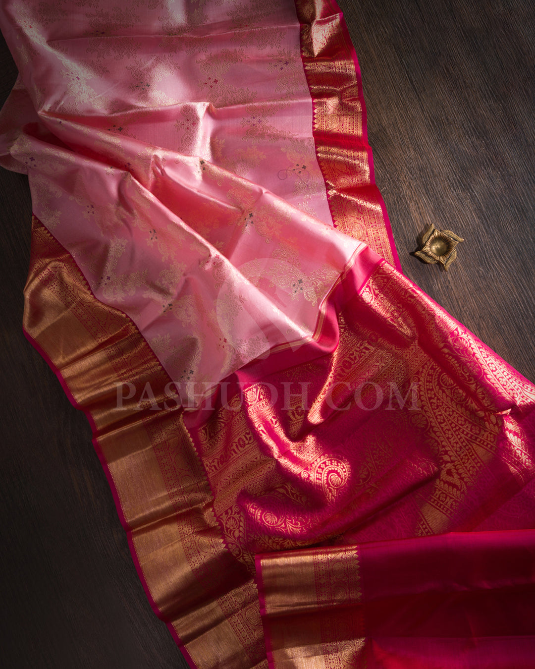 Baby Pink And Rani Pink Kanjivaram Silk Saree - S1093(E)