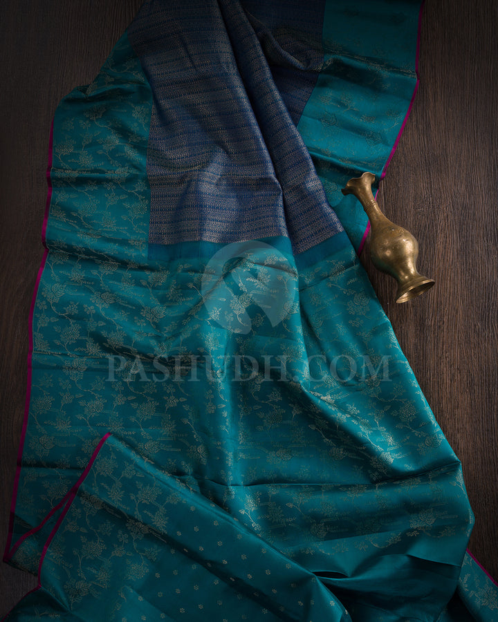 Cobalt Blue And Teal Blue Kanjivaram Silk Saree - DJ280(F)