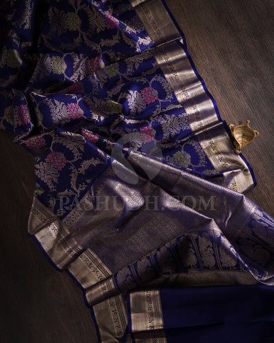 Navy Blue Kanjivaram Silk Saree - S1246( C )