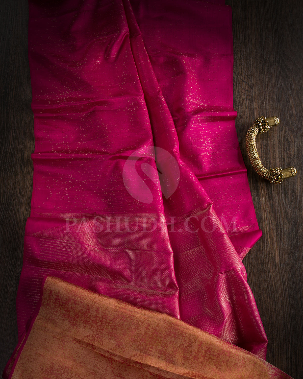 Rani Pink Borderless Kanjivaram Silk Saree - DJ305(G)