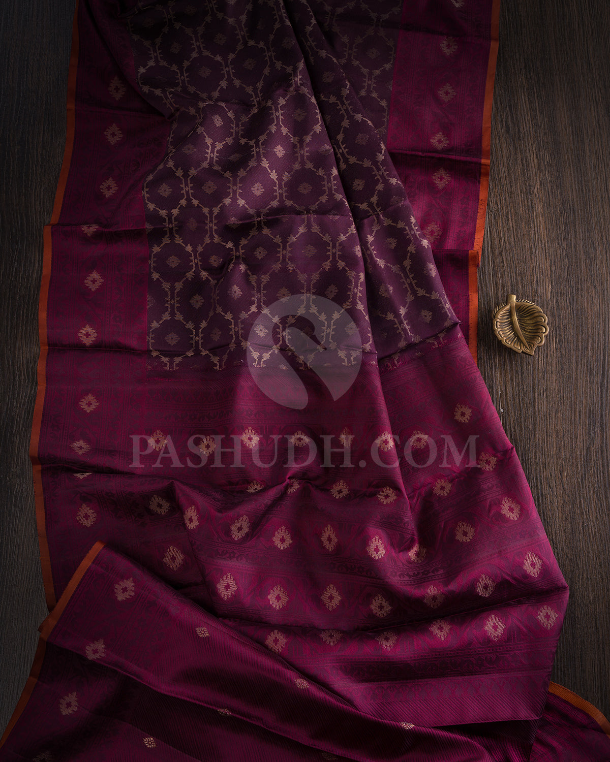 Wine And Maroon Kanjivaram Silk Saree - DJ342(A)