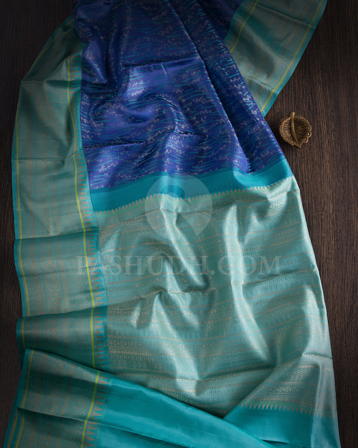 Violet Blue And Sky Blue Shimmer Kanjivaram Silk Saree - D603(A)