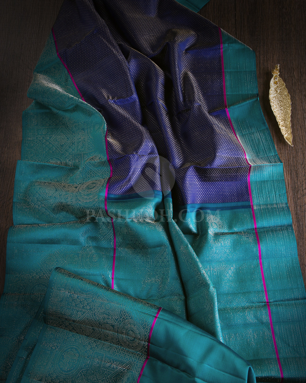 Royal Blue & Anandha Blue Kanjivaram Silk Saree - DJ287(A)