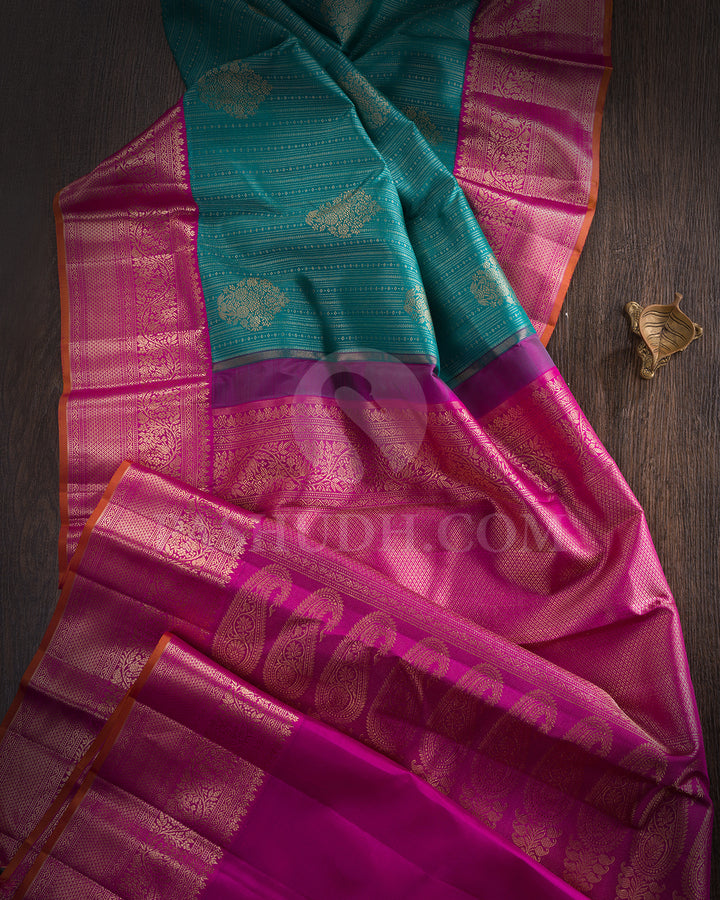 Anandha Blue And Rani Pink Kanjivaram Silk Saree - S1159(B)
