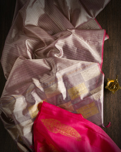 Ivory Organza Weave Kanjivaram Silk Saree - S723 - View 2