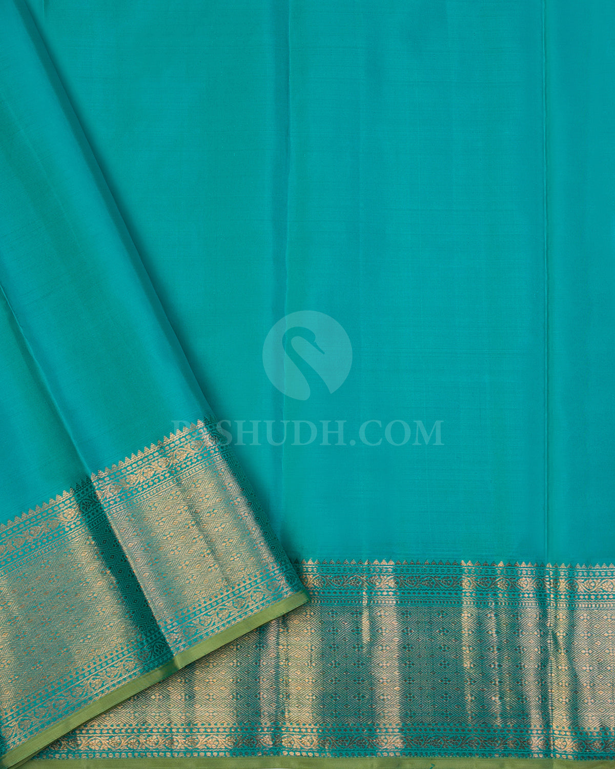 Aqua Blue kanjivaram Silk Saree - DJ272(B) - View 4