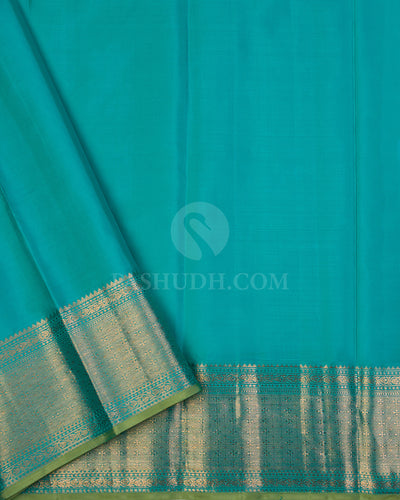 Aqua Blue kanjivaram Silk Saree - DJ272(B) - View 4