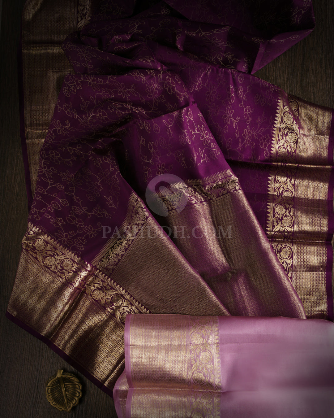 Grape Purple Kanjivaram Silk Saree - DJ190 - View 1