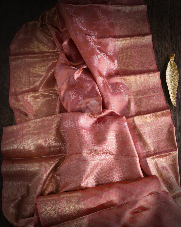 Peach Kanjivaram Silk Saree - D462 - View 1