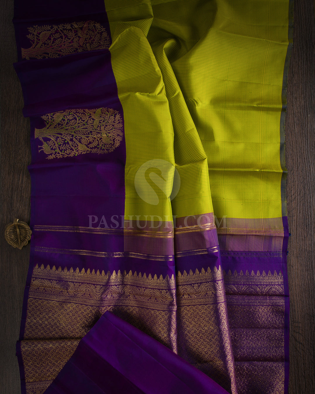 Green & Violet Kanjivaram Silk Saree - D14