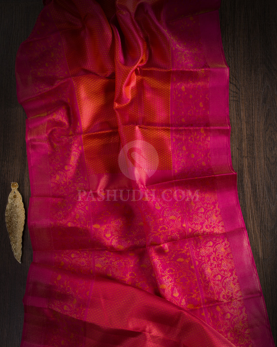 Orange Shot Pink And Rani Pink Kanjivaram Silk Saree - D526(C)
