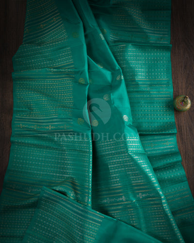 Sapphire Green Kanjivaram Silk Saree - S1148(A) - View 1
