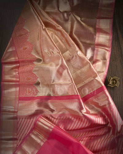 Old Rose Gold Organza Kanjivaram Silk Saree - S1175(A) - View 1
