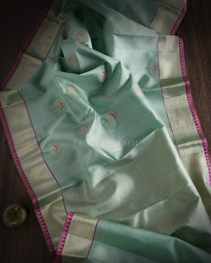 Mint Green Kanjivaram Silk Saree - S735- View 2