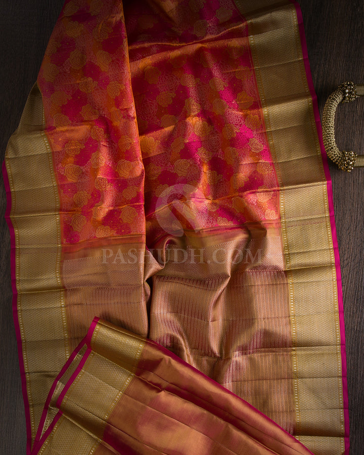 Orange & Beige Kanjivaram Silk Saree - DJ279(C)