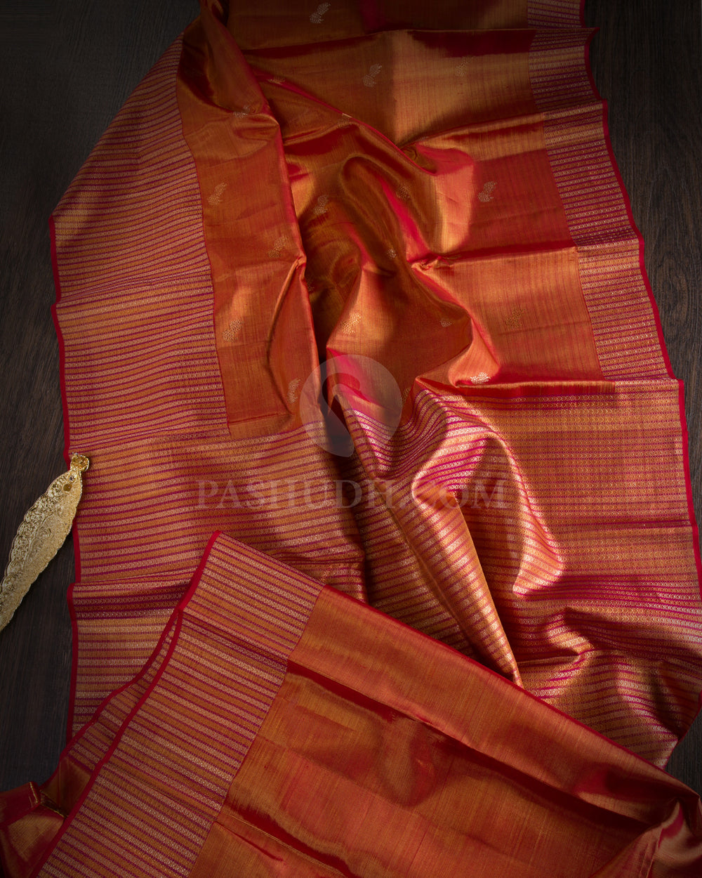 Red Tissue Kanjivaram Silk Saree - S1066(A) - View 1