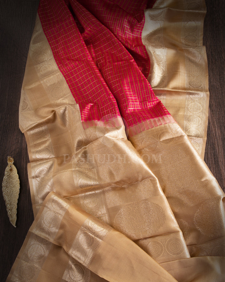 Red & Beige Kanjivaram Silk Saree - S1022(A) - View 1